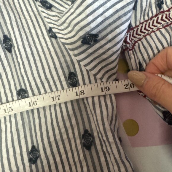 Zara Striped Embroidered Maxi Dress Size Large - Picture 10 of 11